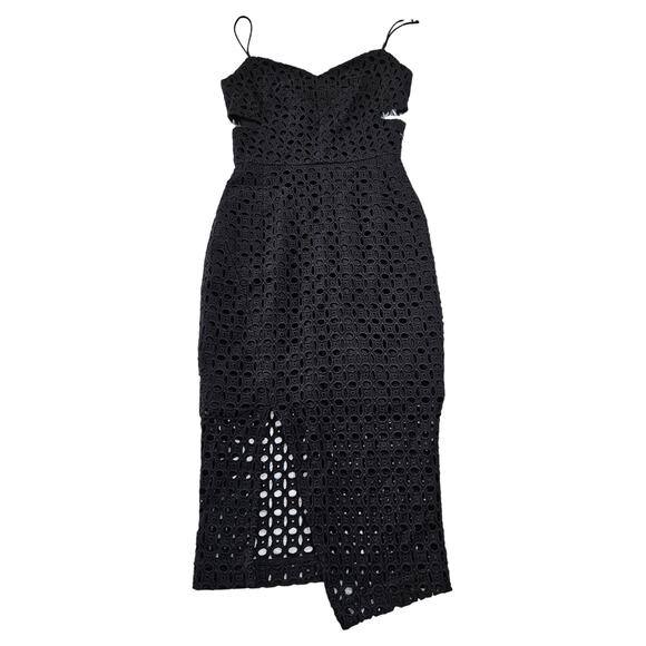 Revolve NICHOLAS Women's Black‎ Sleeveless Eyelet Side Cutout Midi Dress. Size 2 - Picture 2 of 9